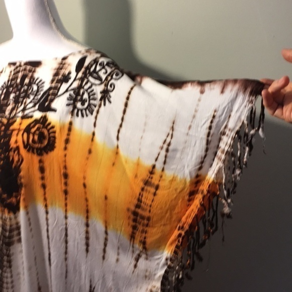 NEW orange/brown‎ tie-dye beach  fringed coverup - Picture 2 of 7